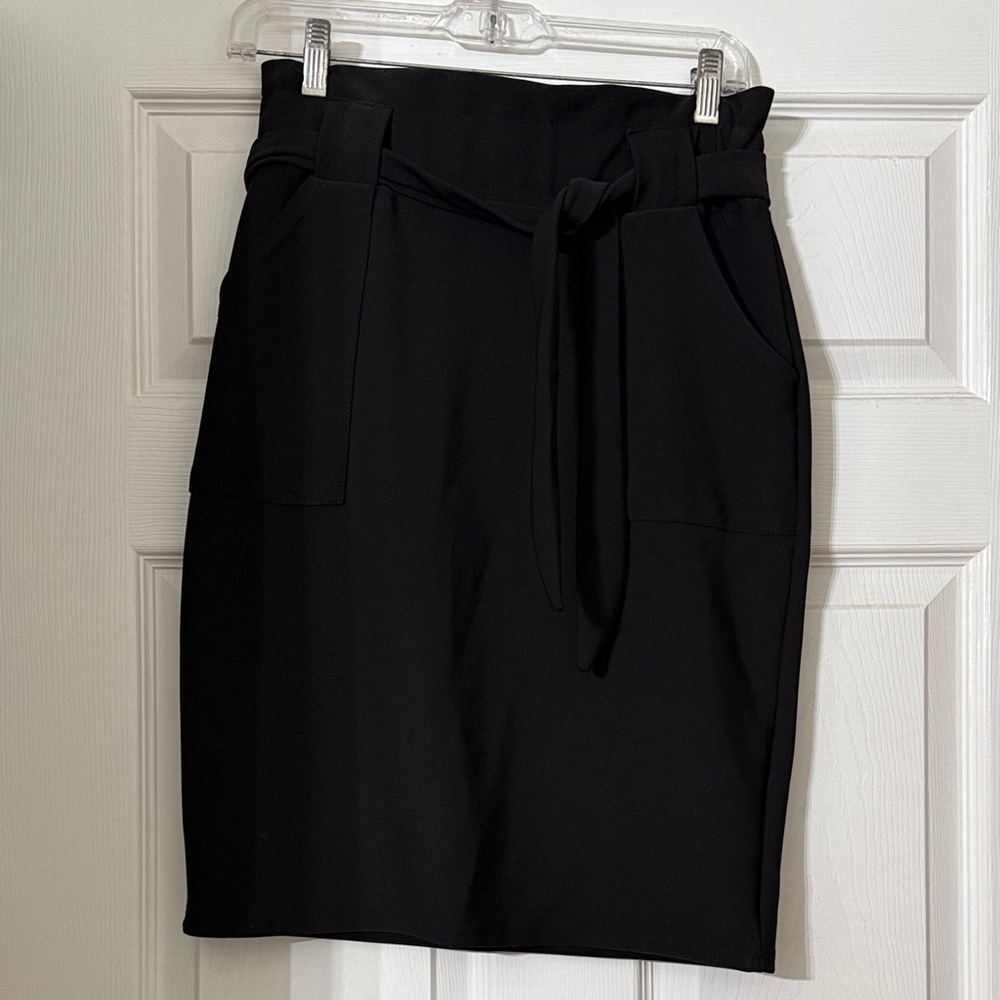 Chic Black Pencil Skirt with Tie Waist